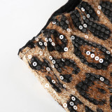 EVE Leopard Print Sequin Short GPKJ-MRWJP25521