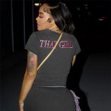 EVE O Neck Embroidered T-Shirt with Fringe Wide-Leg Pants Set GSLF-K23S40781