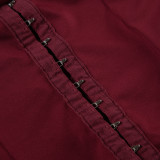 EVE Solid Color Leather Wrap Chest Skirt Suit GPKJ-MR26438/26437