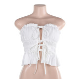 EVE Pleated Tie Up Wrap Chest Tops SUM-JY24226MHO