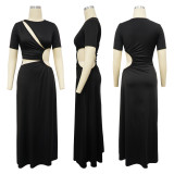 EVE Solid Color Irregular Maxi Dress YF-10805