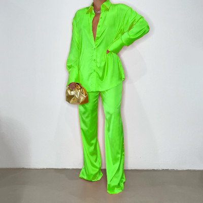 EVE Solid Color Long Sleeve Shirt Pants Suit FYWF-YW0613