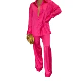 EVE Solid Color Long Sleeve Shirt Pants Suit FYWF-YW0613