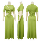 EVE Solid Color Irregular Maxi Dress YF-10805