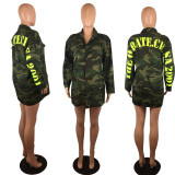 EVE Plus Size Letter Print Long Sleeve Camouflage Coats FYWF-LD635