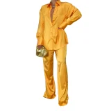 EVE Solid Color Long Sleeve Shirt Pants Suit FYWF-YW0613