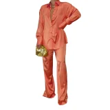 EVE Solid Color Long Sleeve Shirt Pants Suit FYWF-YW0613