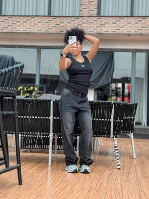 EVE Gradient Color Rhinestone Straight Jeans GMWF-K56986