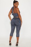 EVE Polka Dots Print Halterneck Vest Pant Suit GXIY-K25L1176