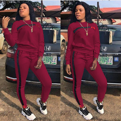 EVE Plus Sizei Fashion Long Sleeve Sport Two Piece Pants Set ONY-6040