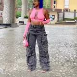 EVE Fashion Multi-pockets Loose Jeans GSYI-AL753141676376