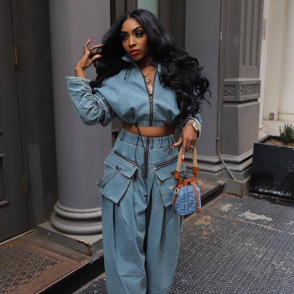 EVE Retro Denim Long Sleeve Loose Jeans Suit GSYI-30059