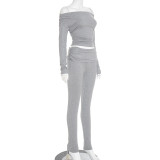 EVE One Shoulder Long Sleeve Two Piece Pants Set MXBF-J25ST264