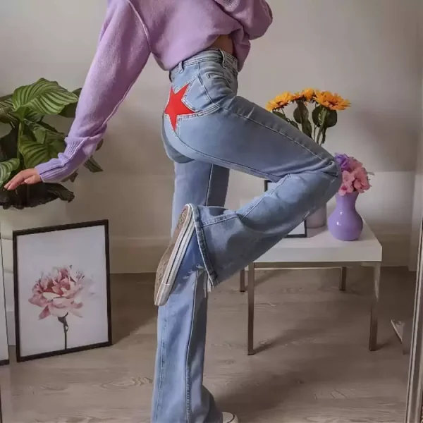 EVE Fashion Contrast Color Micro Flare Jeans GSYI-6002