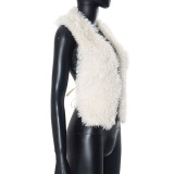 EVE Sexy Backless Fur Collar Halterneck Tops GDSF-D24TP617