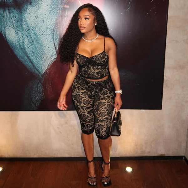 EVE Lace See Through Two Piece Pants Set GDSF-K25ST021