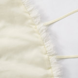 EVE Sexy Backless Fur Collar Halterneck Tops GDSF-D24TP617