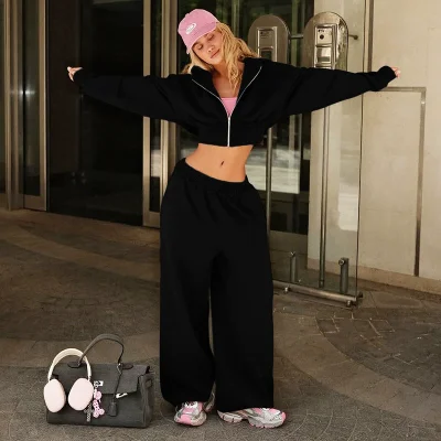 EVE Long Sleeve Solid Hooded Coats Pants Suit XEF-K25S77886