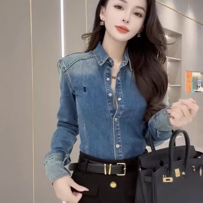EVE Retro Lapel Denim Shirt GMWF-00269
