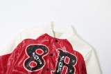 EVE Contrast Color Print PU Leather Coat XEF-K25C80613
