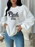 EVE Plus Size Letter Print Long Sleeve Plaid Sweatshirts YIM-438