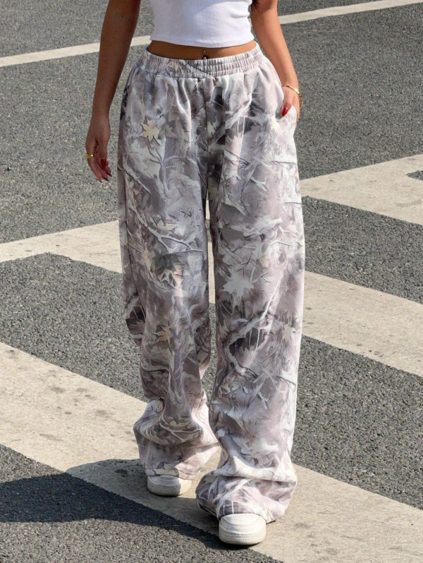 EVE Camouflage Print Sport Wide Leg Pants YWXS-K25L1065