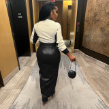 EVE Long Sleeve Print PU Leather Jackets Coats YNSF-8005