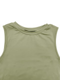 EVE Sleeveless Solid Color Split Top Pants Suit YH-5346