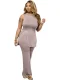 EVE Sleeveless Solid Color Split Top Pants Suit YH-5346