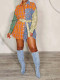 EVE Contrast Color Plaid Belt Shirt Dress YH-5340