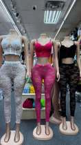 Pre Order: About 7 work days shipping Mesh Sexy Two Piece Pants Set YUEM-300910