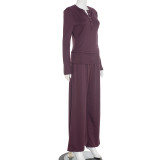 EVE Long Sleeve Solid Color Two Piece Pants Set MXBF-J25ST267