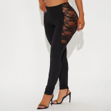 EVE Lace See Through Solid Color Pants MXBF-J25PT274