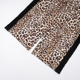 EVE Leopard Print Patchwork Casual Straight Pants MXBF-J25PT275