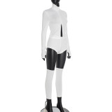 EVE Solid Color Zipper Fashion Three Piece Shorts Set MXBF-J25ST292
