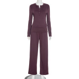 EVE Long Sleeve Solid Color Two Piece Pants Set MXBF-J25ST267
