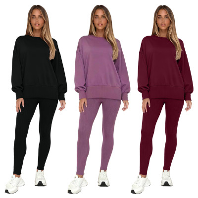 EVE Long Sleeve Solid Color Two Piece Pants Set WSYF-5970