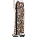 EVE Leopard Print Patchwork Casual Straight Pants MXBF-J25PT275