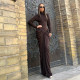 EVE Solid Color Pleated Long Sleeve Maxi Dress XEF-K25D82529