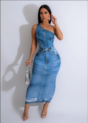 EVE Print Slash Shoulder Long Dress GTJR-RC3239