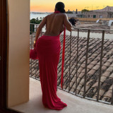 EVE Solid Color Sleeveless Backless Maxi Dress GZJQ-K25D82796