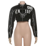 EVE Long Sleeve Zipper Short Coat Print Jackets XEF-K25C80355