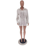 EVE Solid Color Long Sleeve Shirt Short Set GTJR-RC3251