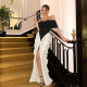EVE Pleated Contrast Color Short Sleeve Maxi Dress XEF-K25D82217
