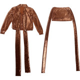 EVE Solid Color Rib Patchwork Two Piece Skirts Set GZJQ-K25S81852