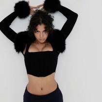 EVE Plus Size Fashion Fuzzy Ball Cardigan Tops GHXF-HX0234
