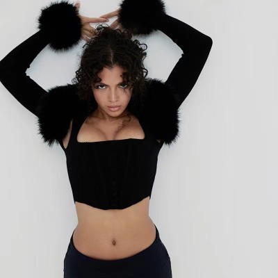 EVE Plus Size Fashion Fuzzy Ball Cardigan Tops GHXF-HX0234