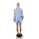 EVE Solid Color Long Sleeve Shirt Short Set GTJR-RC3251