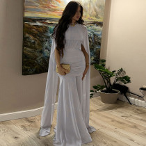 EVE Pleated Ribbon Solid-color Maxi Dress XEF-K25D82046