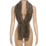 EVE Fur Halterneck Backless Tie Up Vest GZJQ-K25B80910